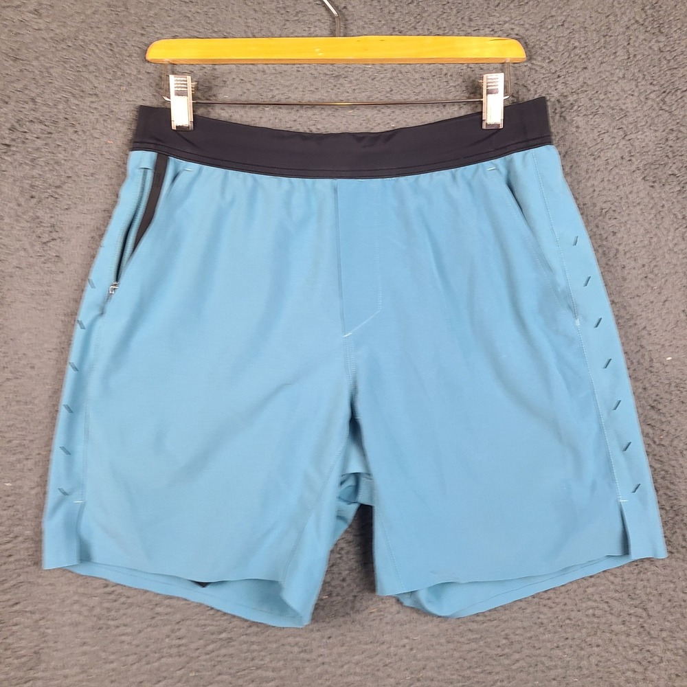 Ten Thousand Interval Shorts Mens Large Blue Black Training Workout Lined 7in